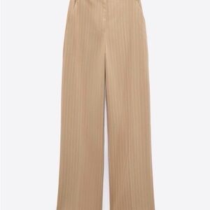 Zara Tan Beige Wide Leg Trousers Made in Spain Pants NWT size XL